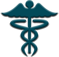 Caduceus icon in blue with 3D value