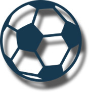 Large footbal icon in blue with shadow
