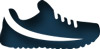 Running sports shoe icon in blue