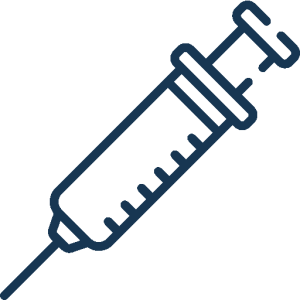 Injection needle icon in blue